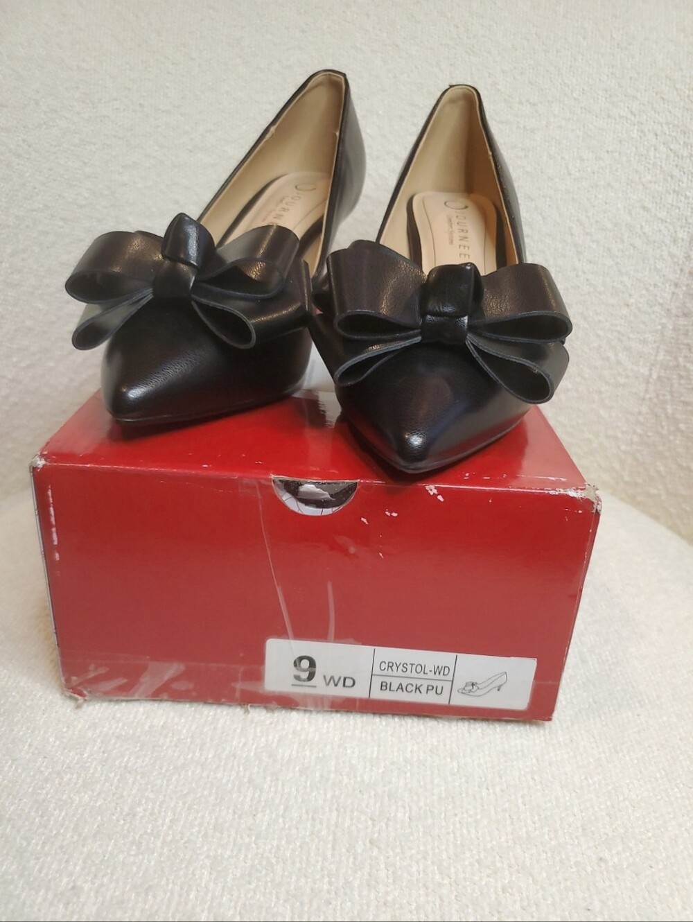 New Journee Crystol Classic Black Bow Pointed-Toe Pumps - Women Size 9WD - Picture 7 of 7